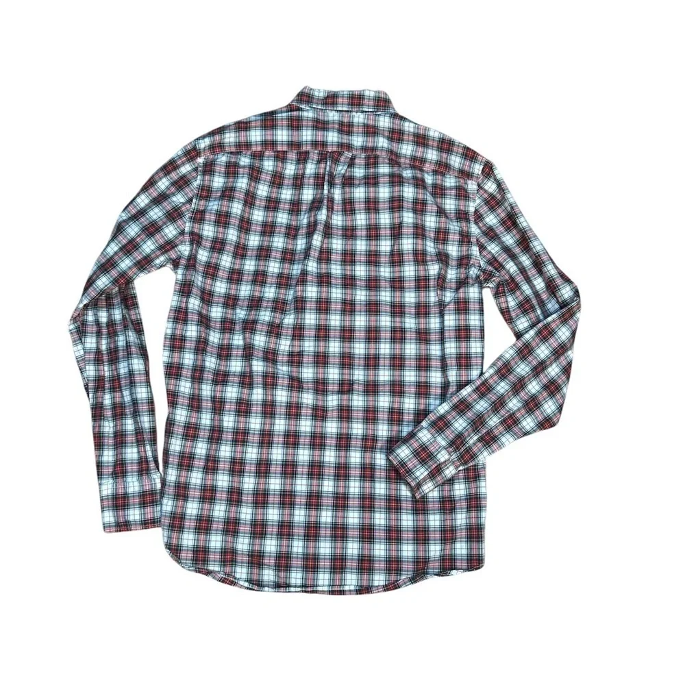 J.Crew Men’s Slim Fit Secret Wash Shirt M Red Navy Plaid Tartan Button Down